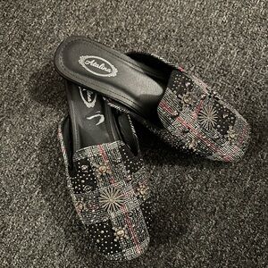 Black Plaid Women's Slip On Shoes